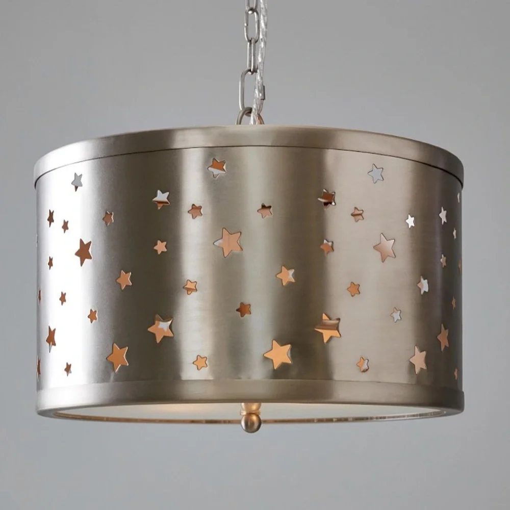 Pottery Barn Star Light Pendant Iron Glass Nursery Ceiling Light Kids Room - Picture 3 of 17